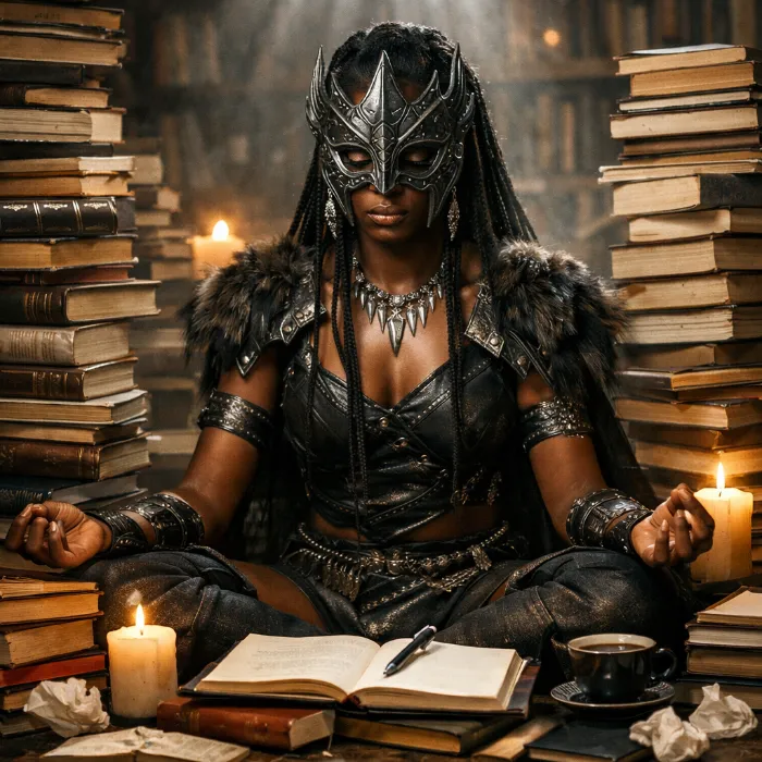 Femme en pleine concentration pour écrire